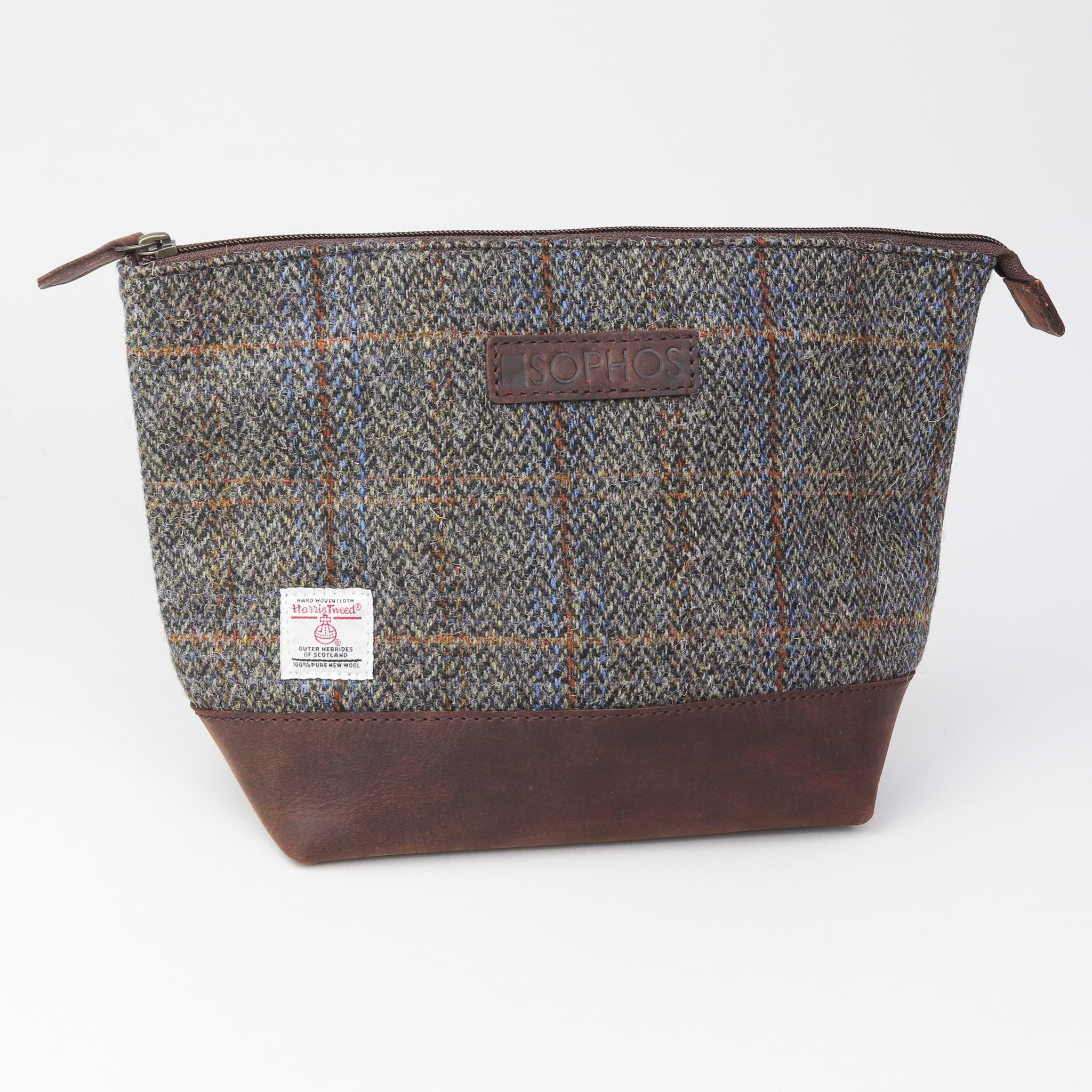 Brown Harris Tweed Triangle Washbag Toiletries Bag
