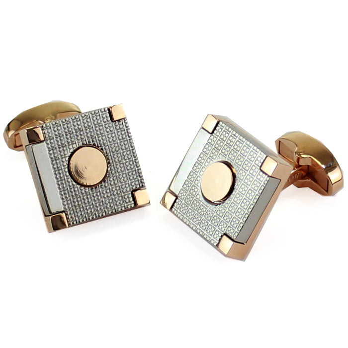 Square Silver and Rose Gold Finish Cufflinks