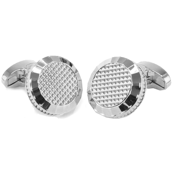 Circle with Silver Finish Centred Lattice Cufflinks