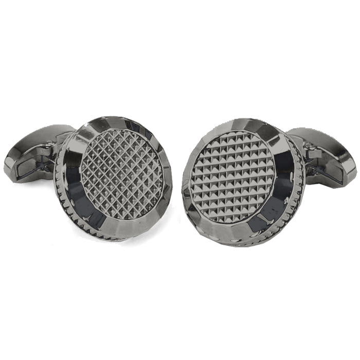 Circle with Gunmetal Centred Lattice Cufflinks