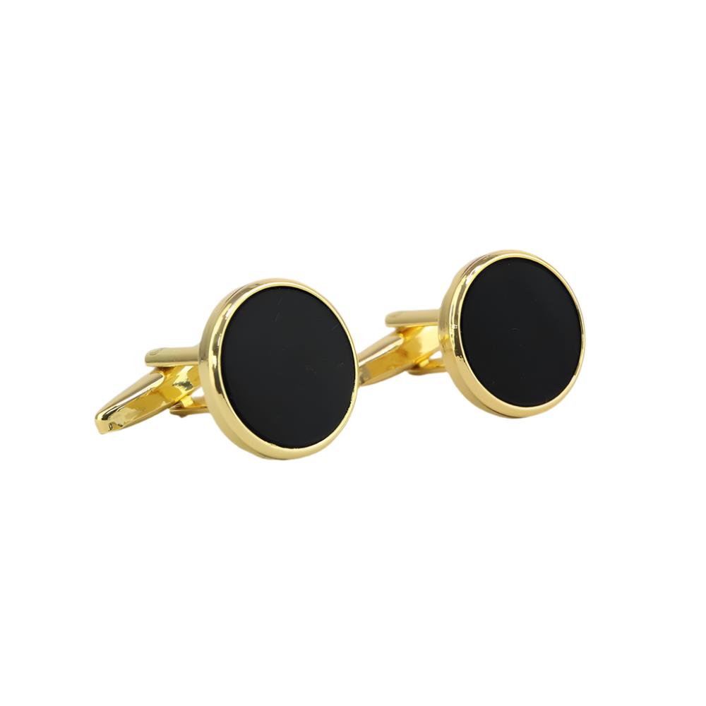 Gilt Round Black Insert Cufflinks