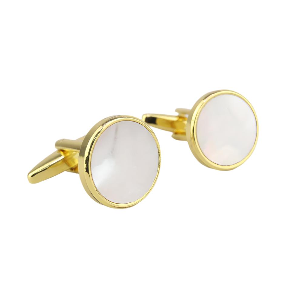 Round Gilt and White Finish Cufflinks