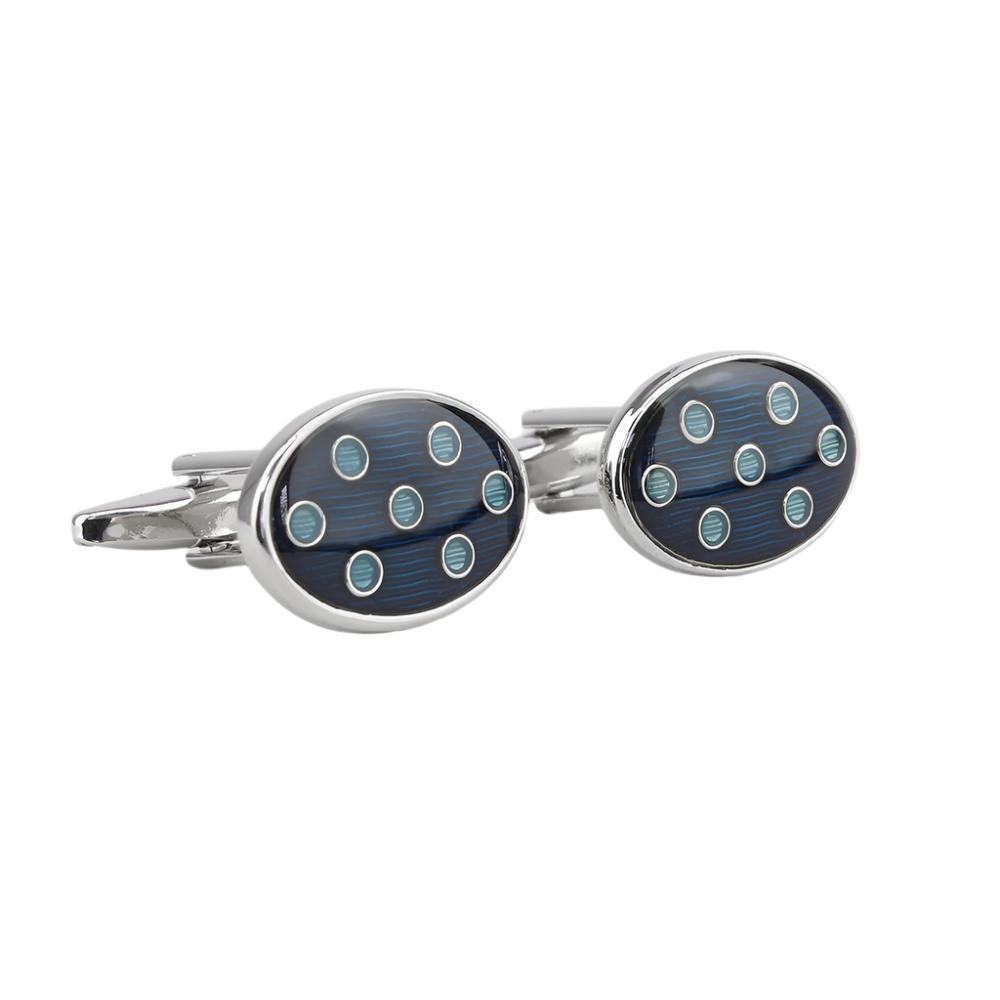 Navy and Blue Spot Oval Cufflinks