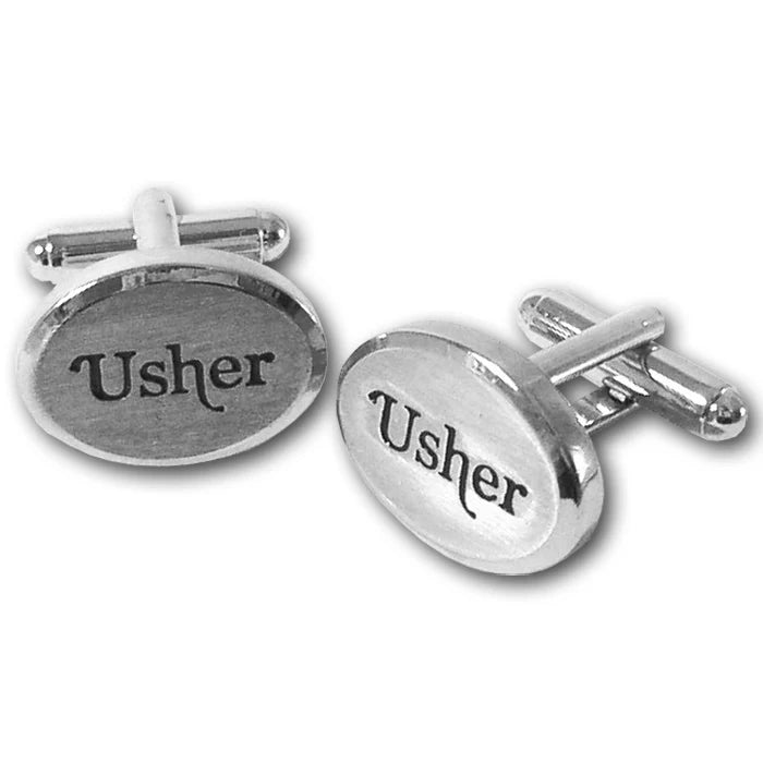 Rhodium Oval Usher Cufflinks