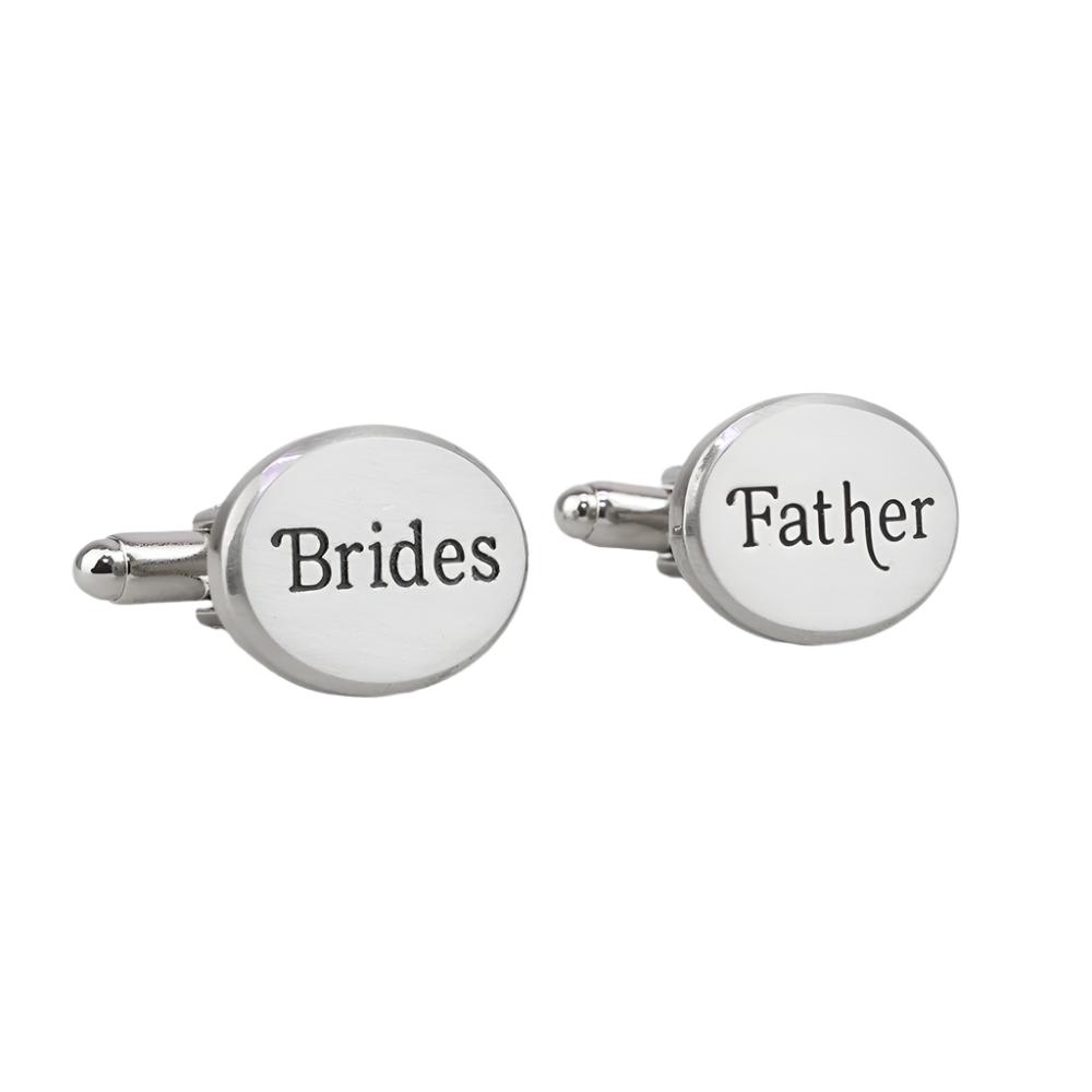 Rhodium Oval Bride's Father Cufflinks