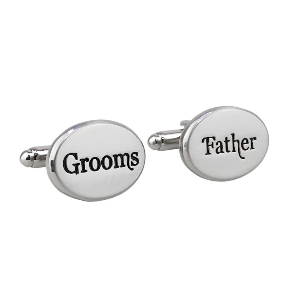 Rhodium Oval Groom's Father Cufflinks