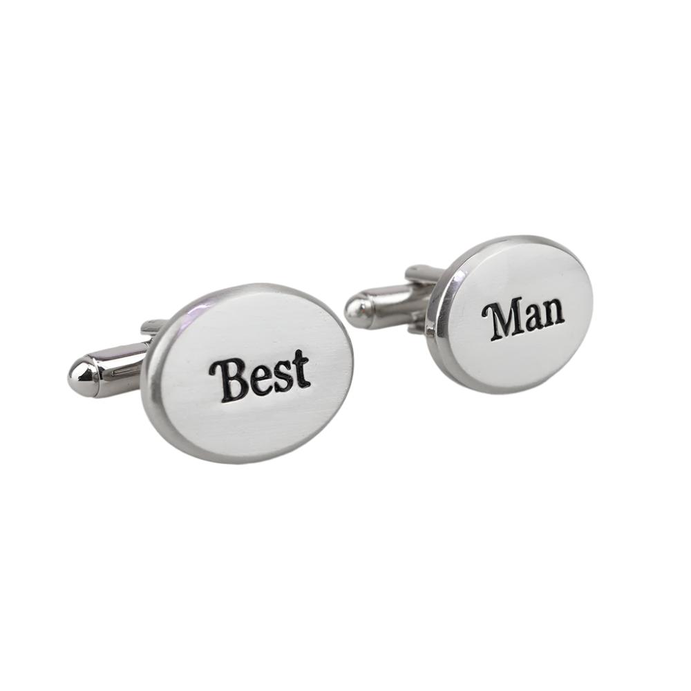 Rhodium Oval Best Man Cufflinks