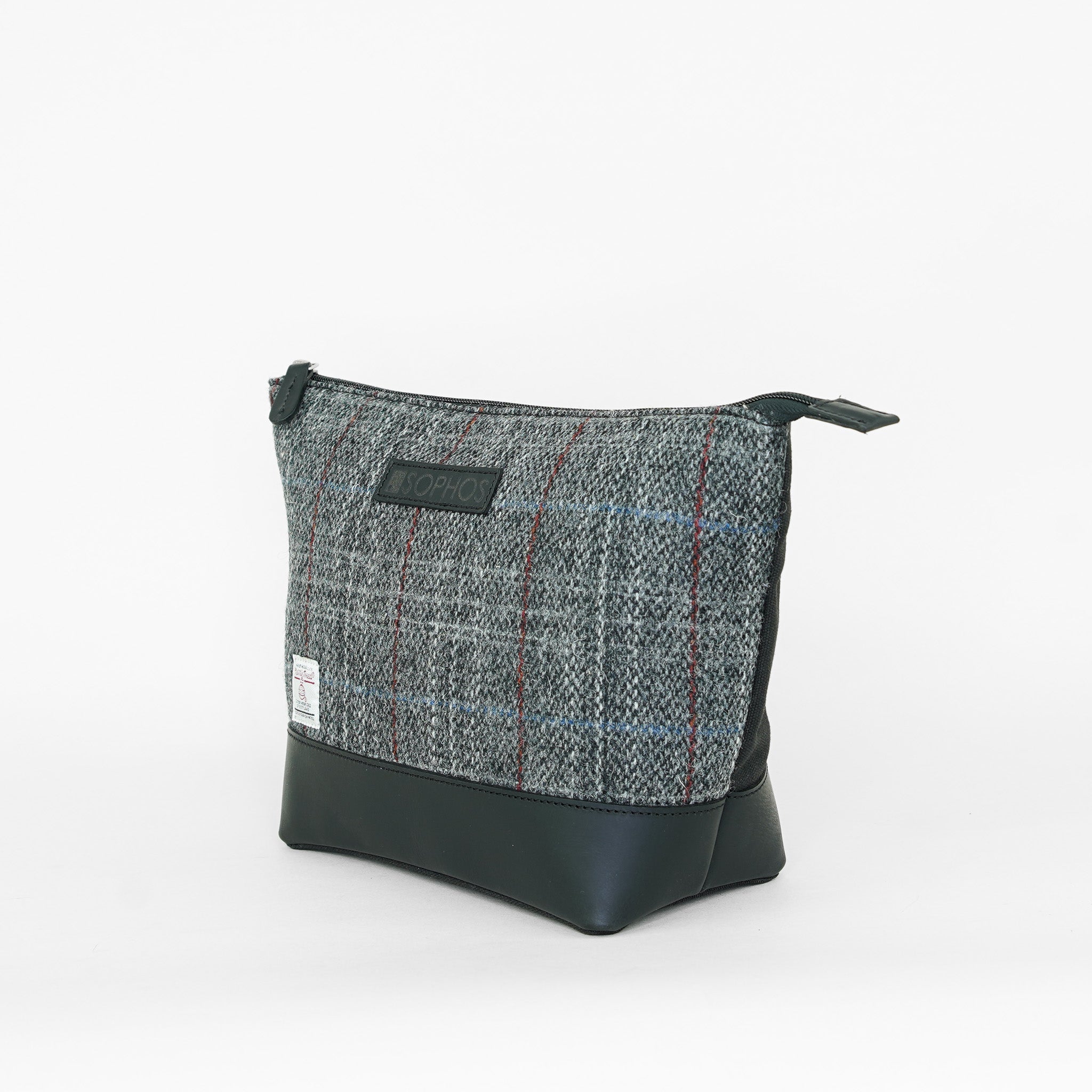 Grey Harris Tweed Triangle Washbag Toiletries Bag