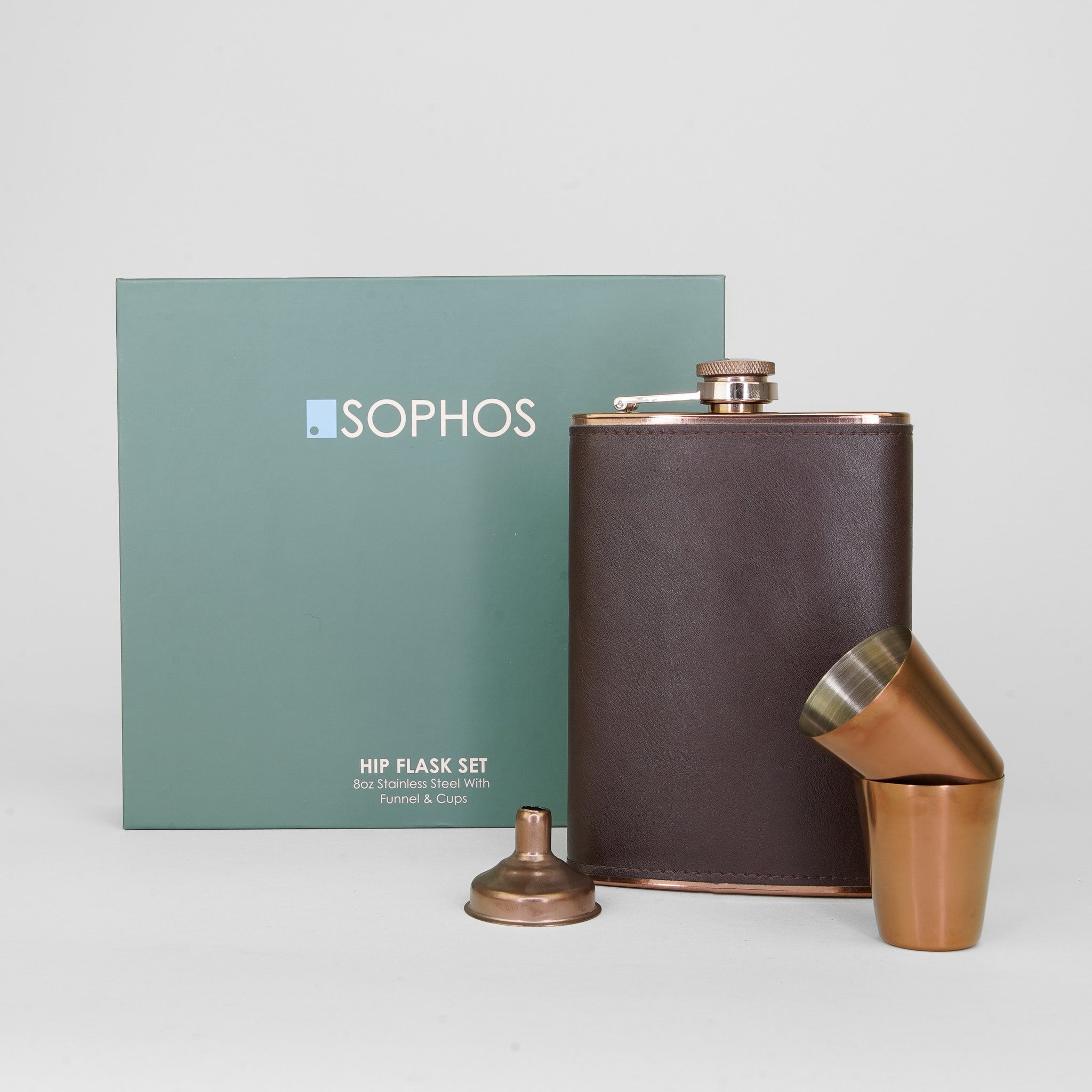 Hip Flask Gift Set - 8 Oz Copper or Silver