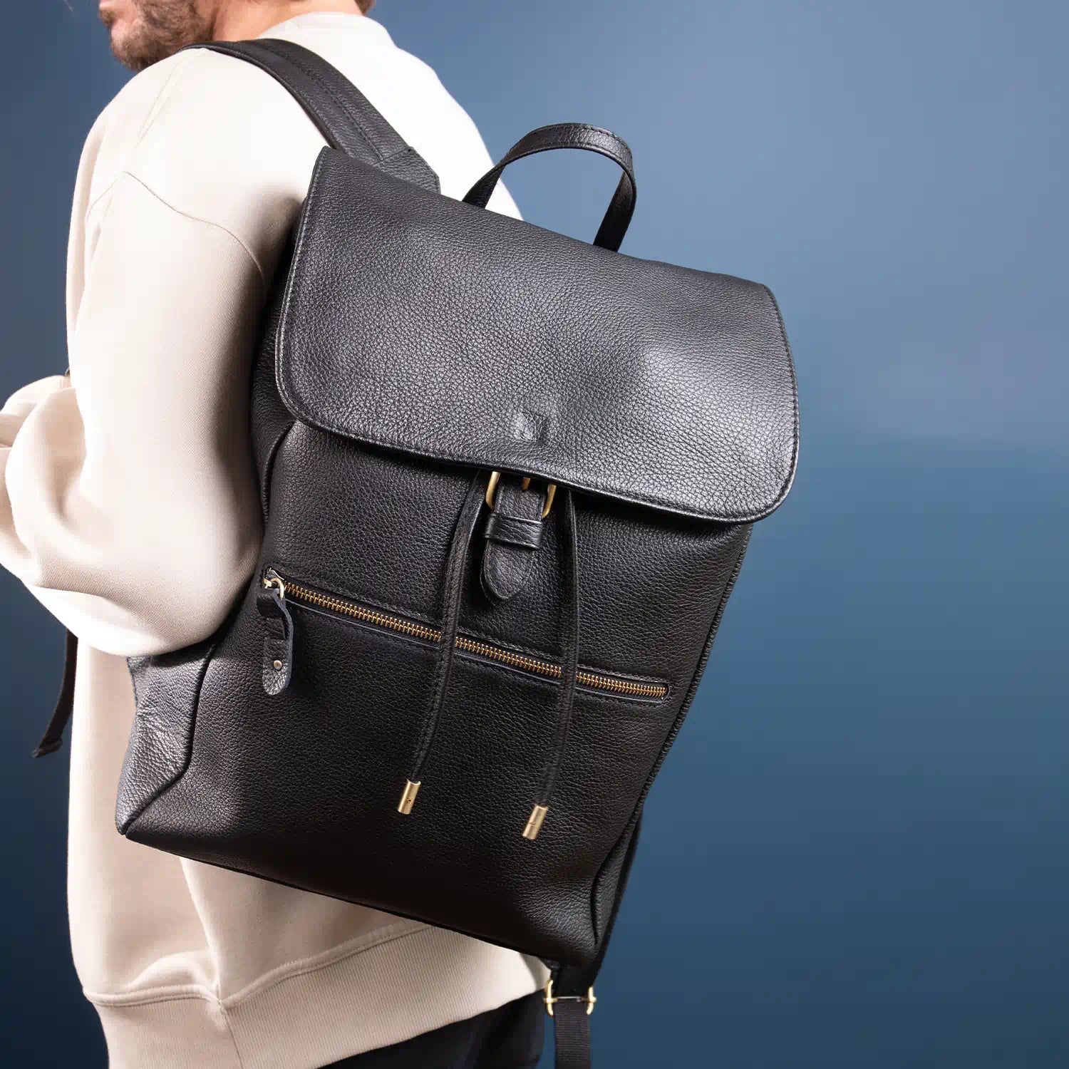 Elm Men’s Leather Backpack – Premium Pebble Grain Daypack / Work Bag