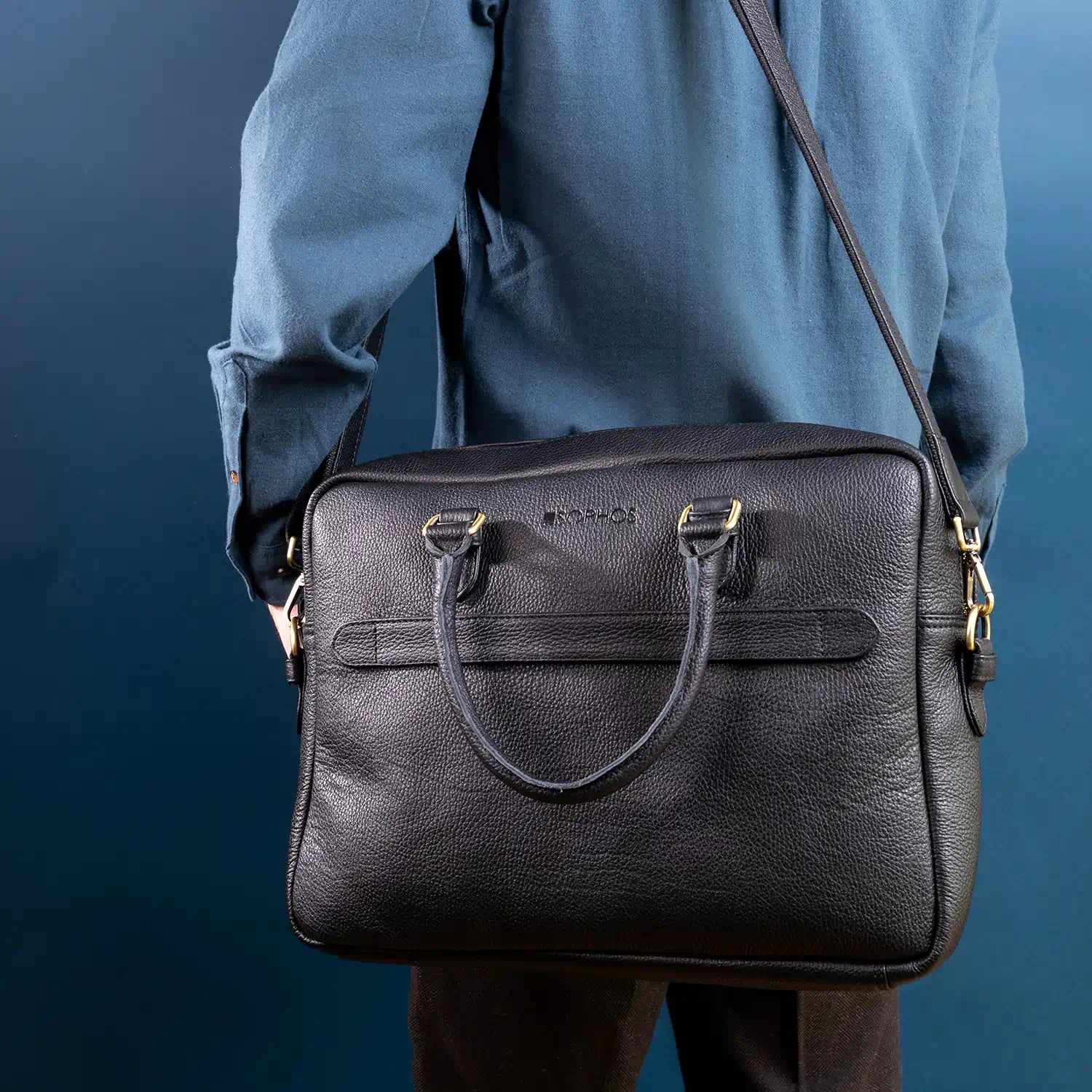 Alder Men’s Leather Briefcase – Premium Pebble Grain Laptop & Work Bag