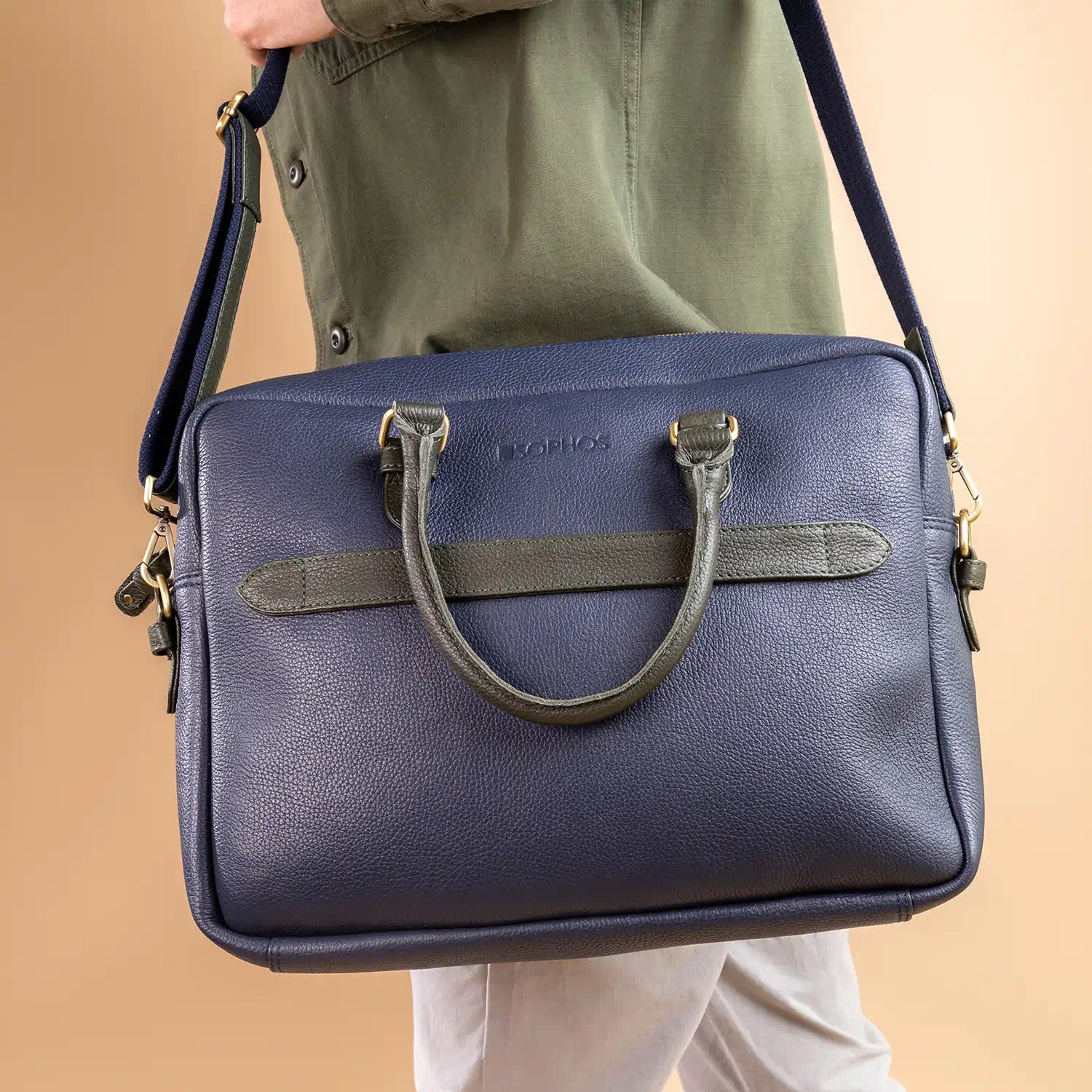 Alder Men’s Leather Briefcase – Premium Pebble Grain Laptop & Work Bag