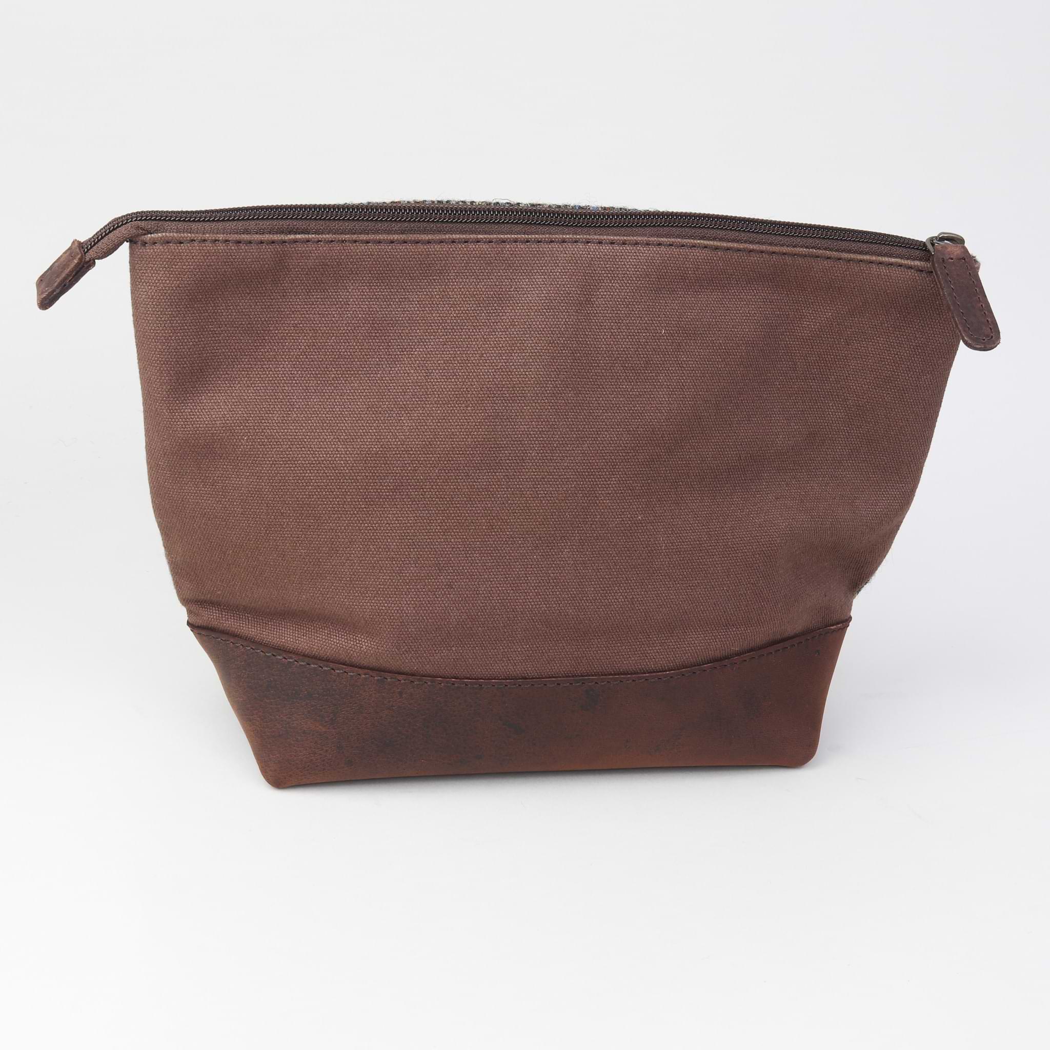 Brown Harris Tweed Triangle Washbag Toiletries Bag