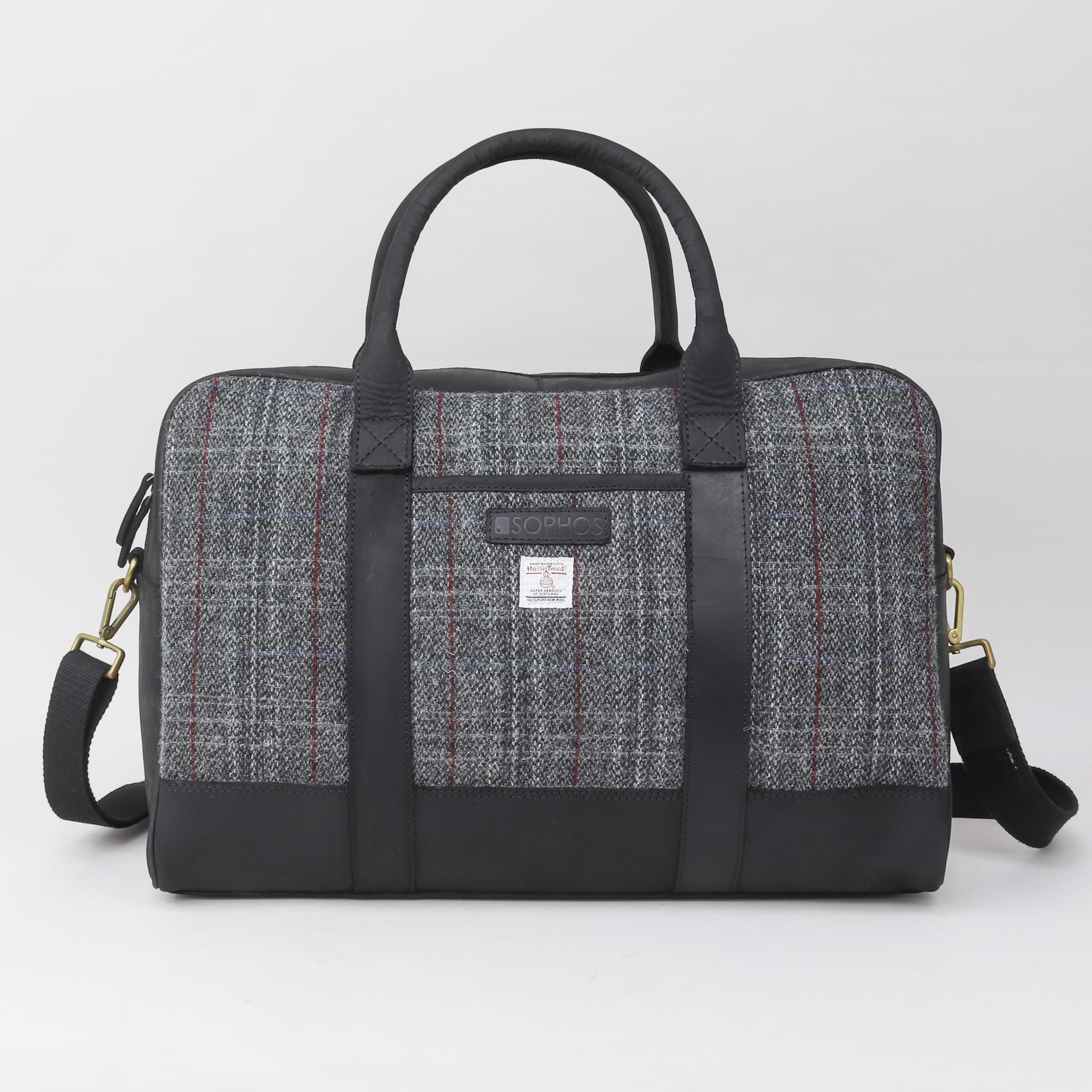 Grey Harris Tweed Holdall Overnight Bag