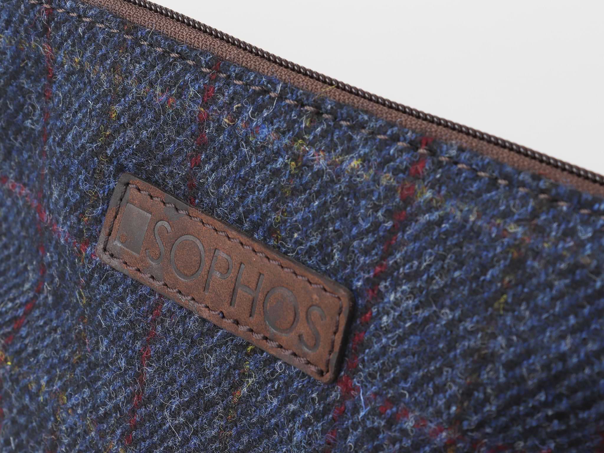 Navy Blue Harris Tweed Triangle Washbag Toiletries Bag