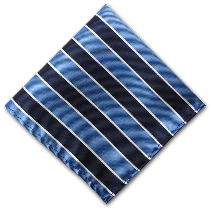 Colourful Striped Pocket Square with Navy Stripes