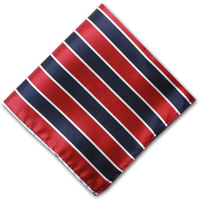 Colourful Striped Pocket Square with Navy Stripes